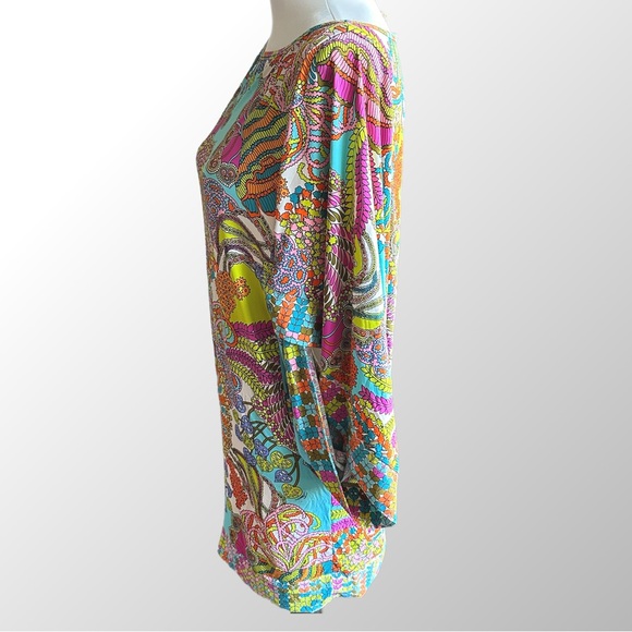 Trina Turk Vibrant Retro Print Tunic/Swim Coverup in‎ Size Small - Picture 3 of 8